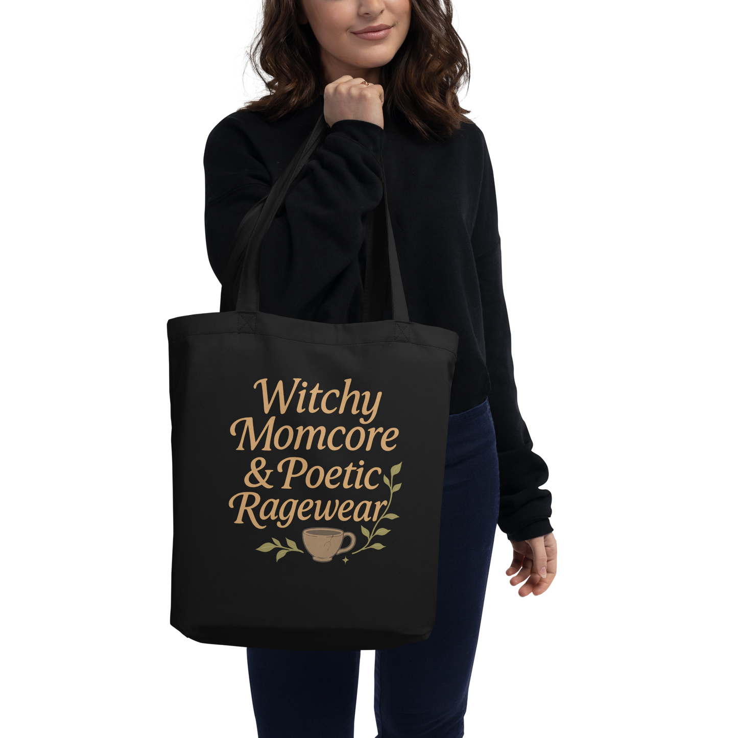 Witchy Momcore & Poetic Ragewear – Black Eco Tote Bag