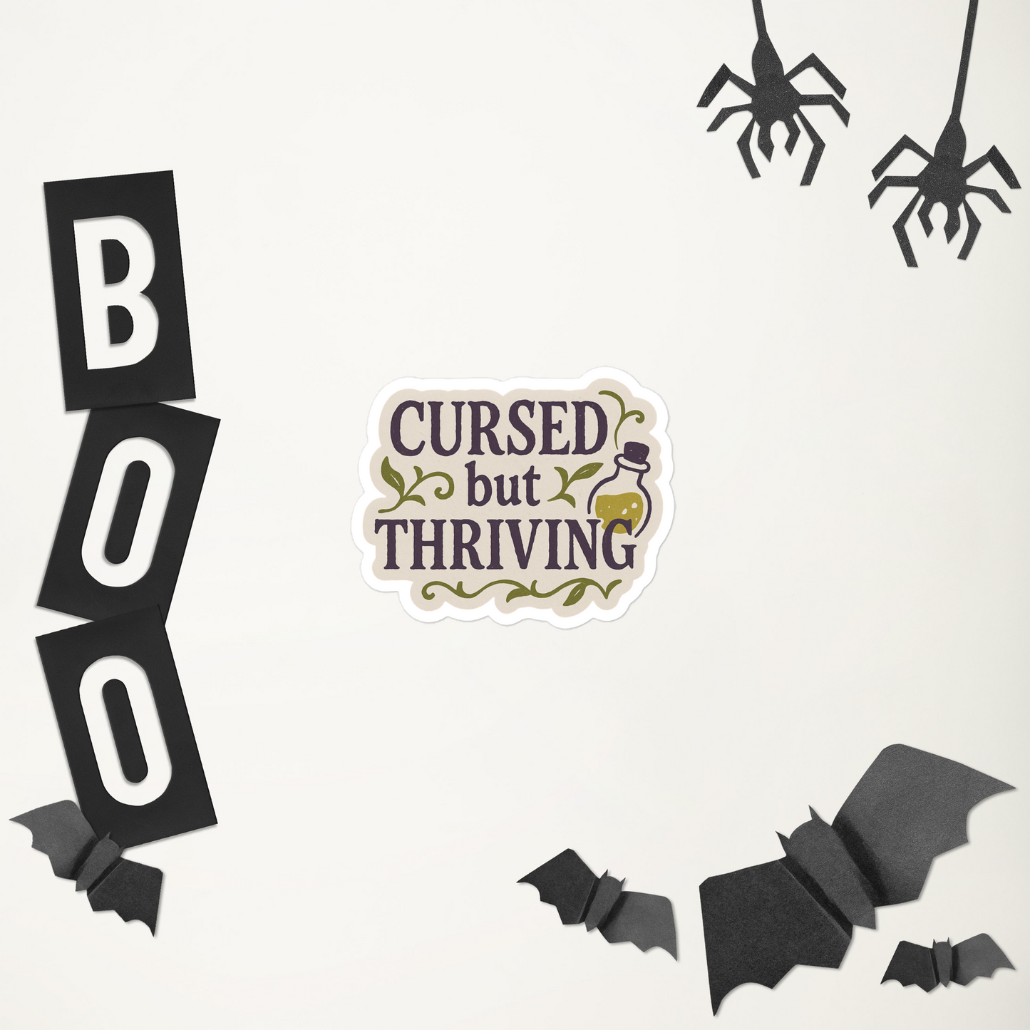 Cursed but Thriving Sticker – Witchy Halloween Vinyl