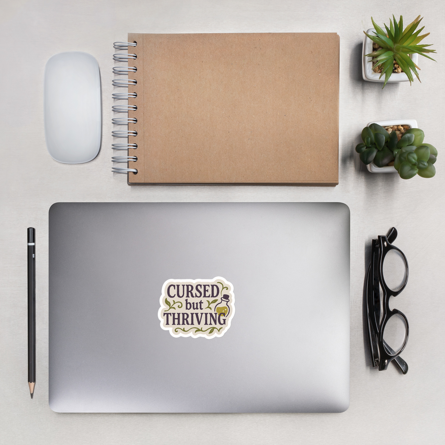 Cursed but Thriving Sticker – Witchy Halloween Vinyl