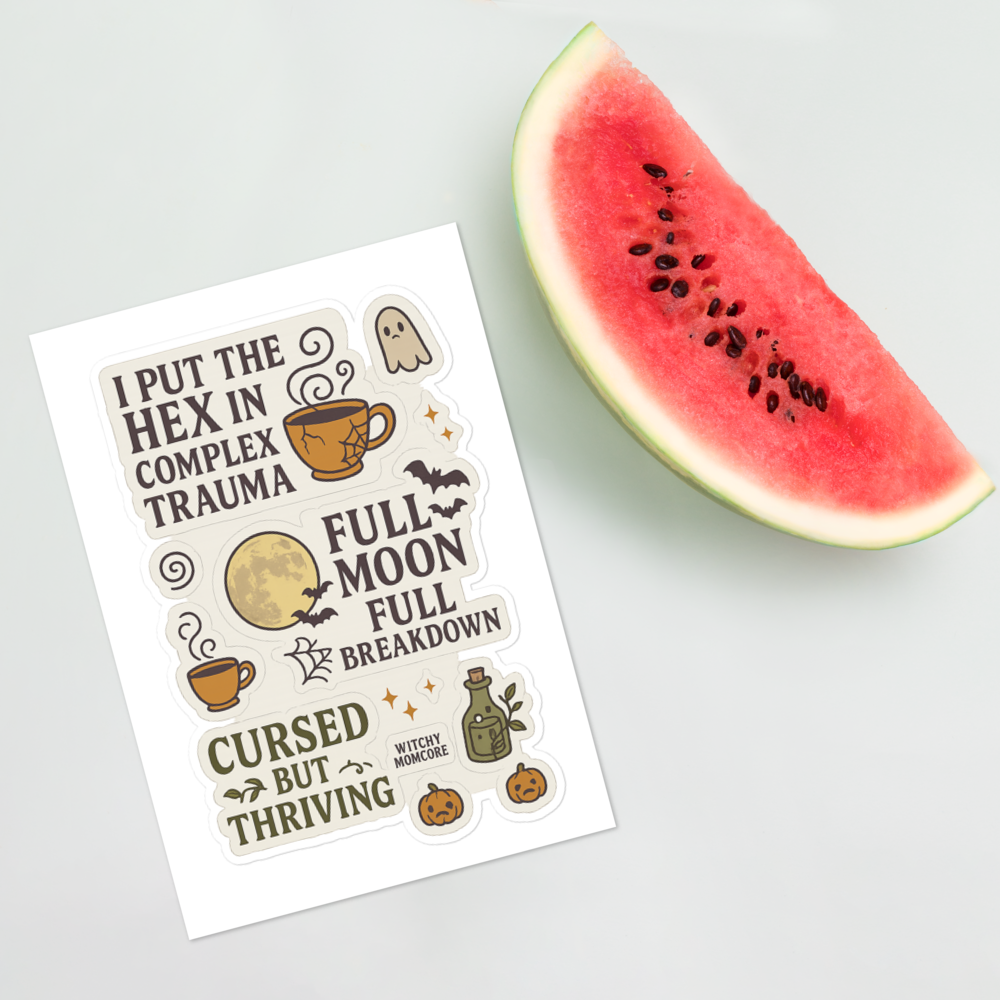 Halloween Witchy Momcore Sticker Sheet – Hexes, Breakdowns & Thriving