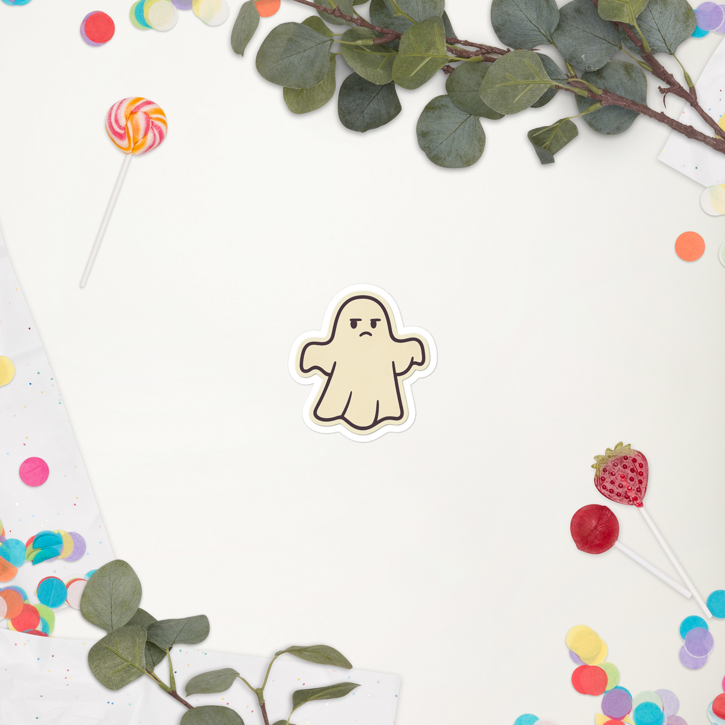 Grumpy Ghost Sticker – Halloween Witchy Momcore