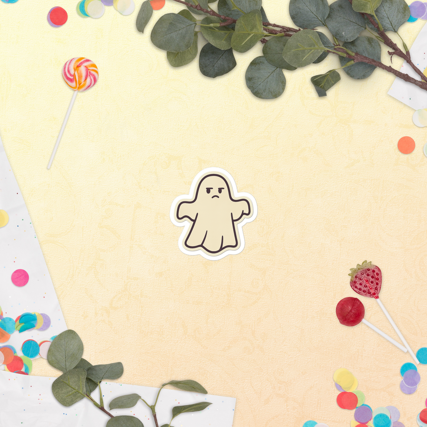 Grumpy Ghost Sticker – Halloween Witchy Momcore
