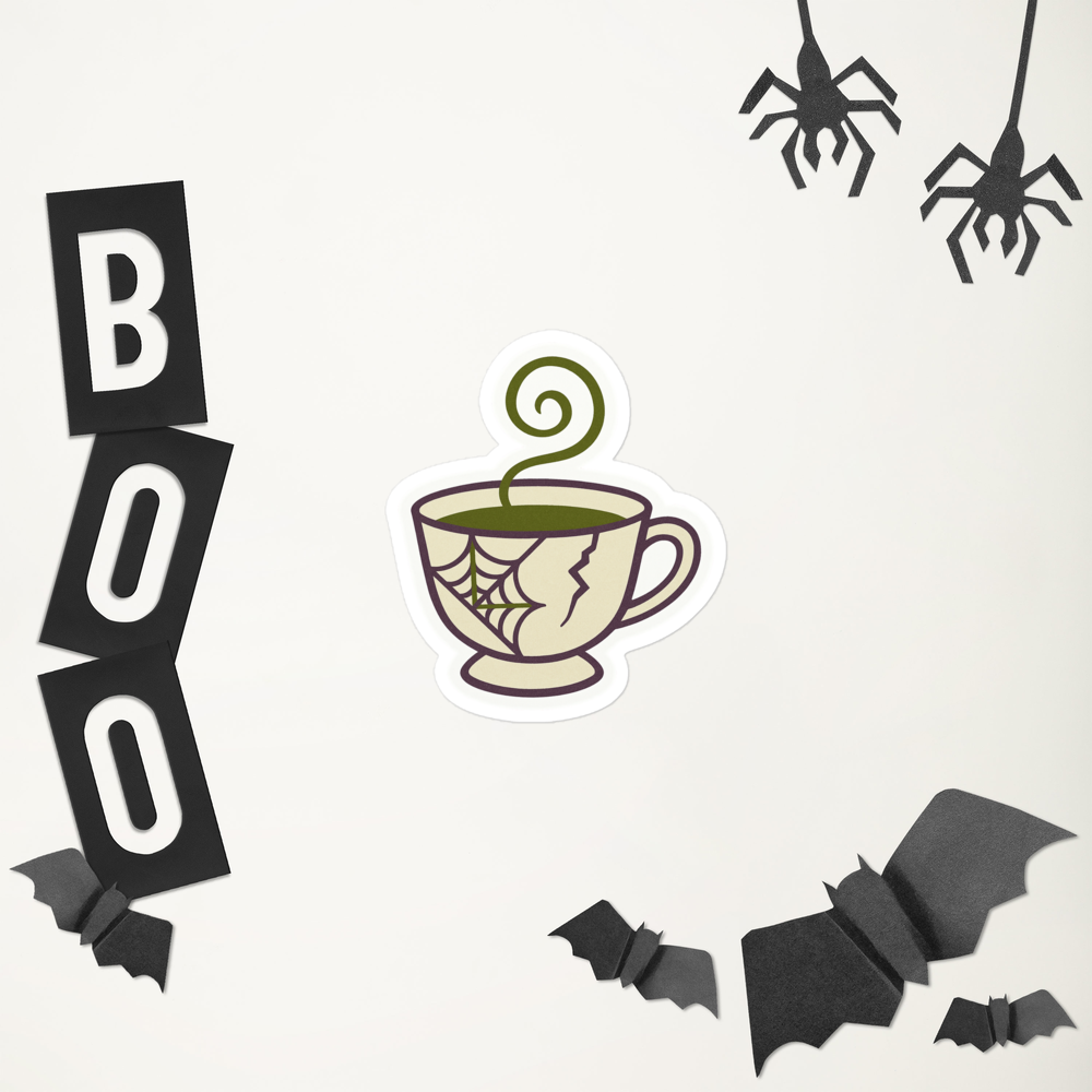 Cracked Teacup Sticker – Witchy Momcore Emblem