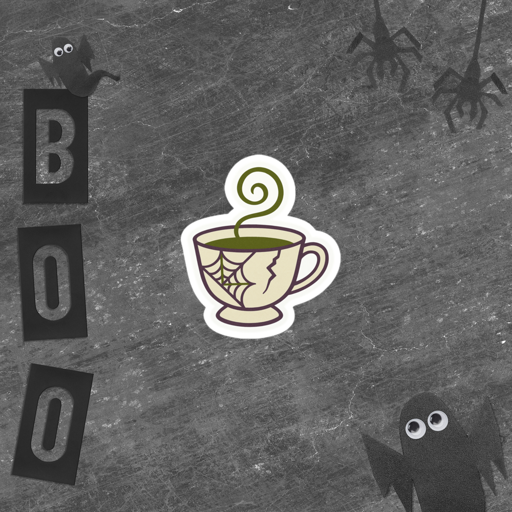 Cracked Teacup Sticker – Witchy Momcore Emblem