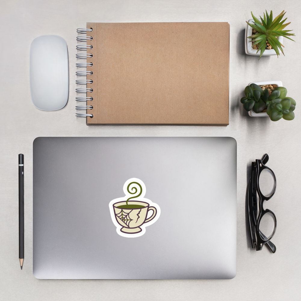 Cracked Teacup Sticker – Witchy Momcore Emblem