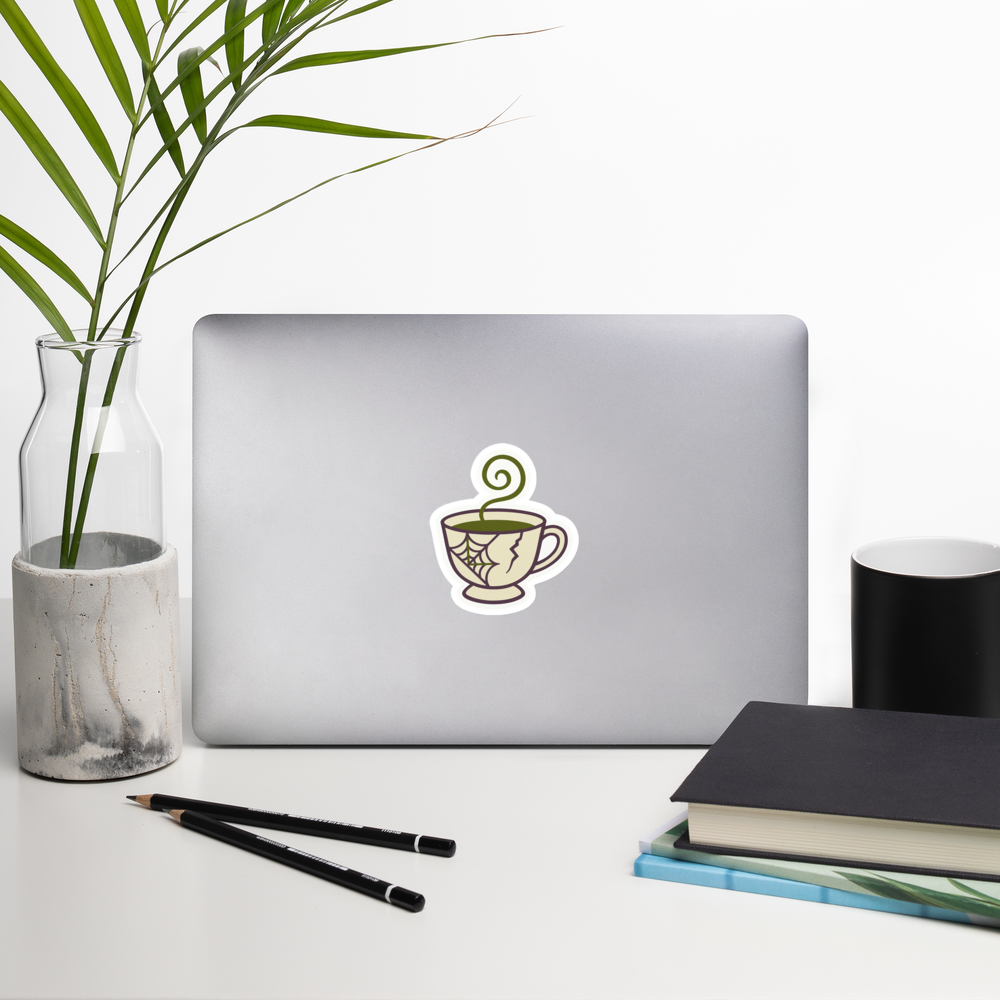 Cracked Teacup Sticker – Witchy Momcore Emblem
