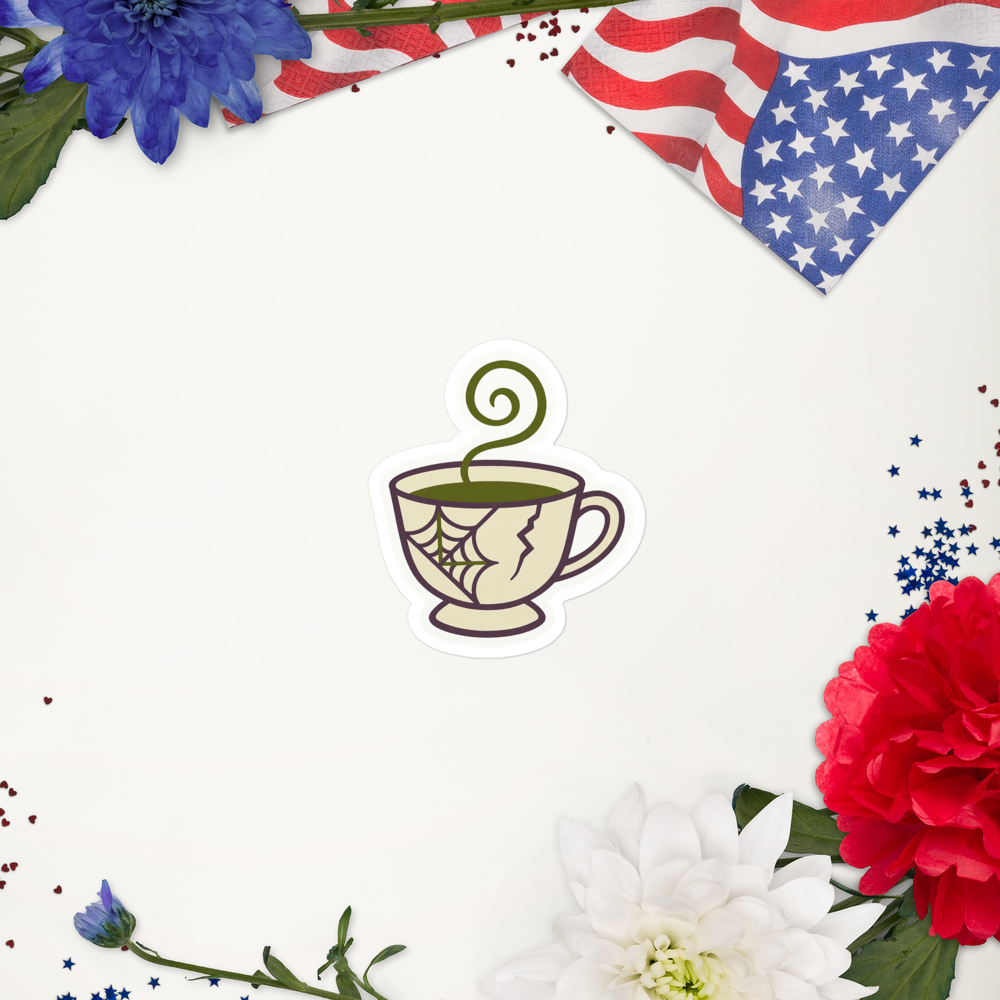 Cracked Teacup Sticker – Witchy Momcore Emblem
