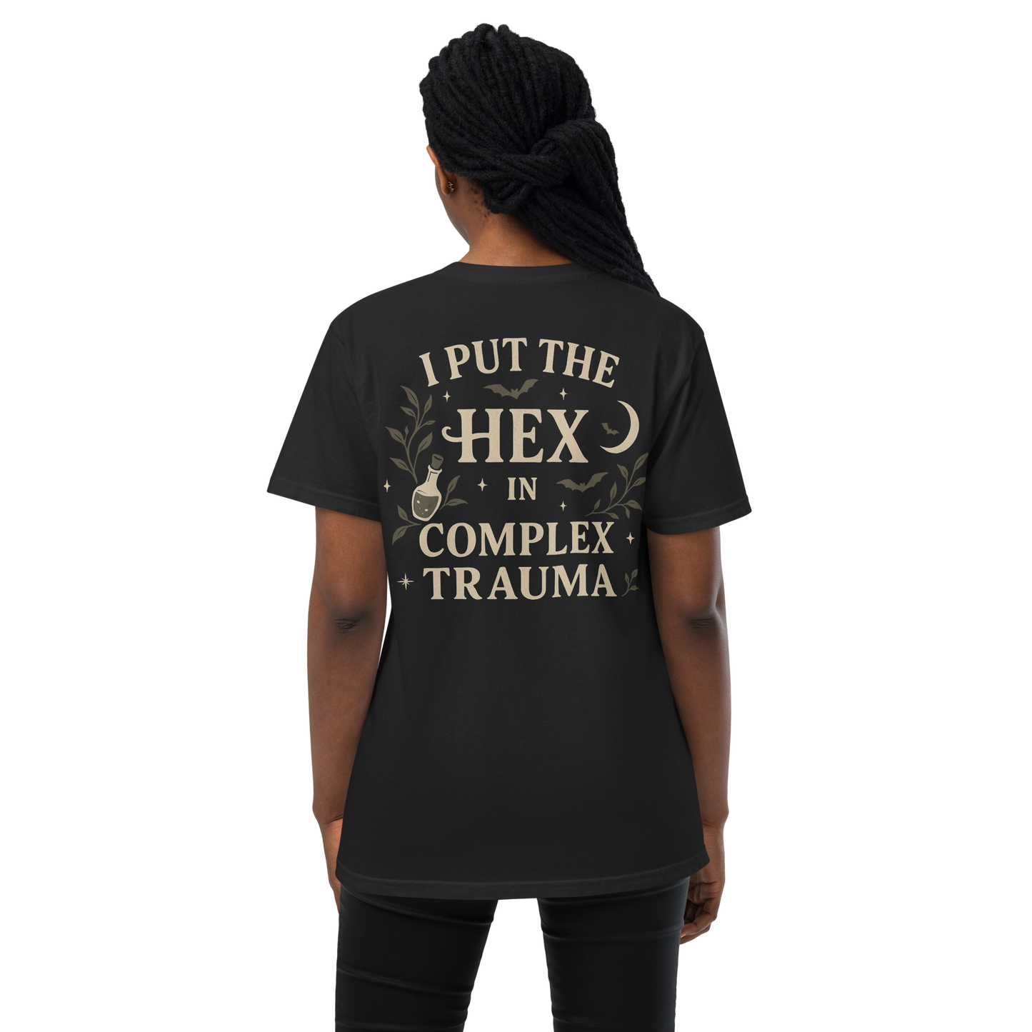 I Put the Hex in Complex Trauma Pocket T-Shirt | Witchy Comfort Colors Tee