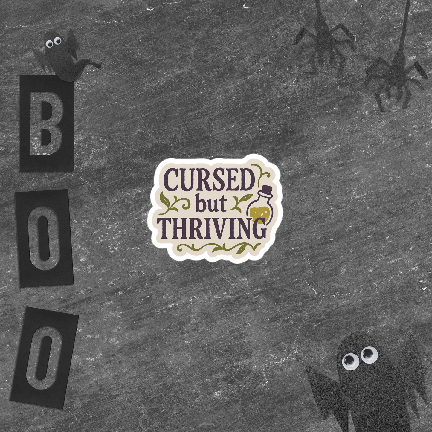 Cursed but Thriving Sticker – Witchy Halloween Vinyl