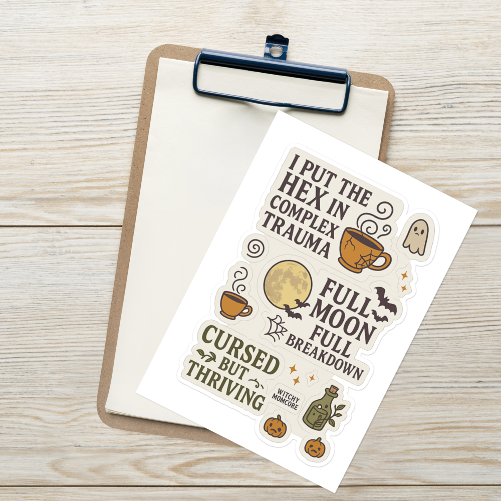 Halloween Witchy Momcore Sticker Sheet – Hexes, Breakdowns & Thriving